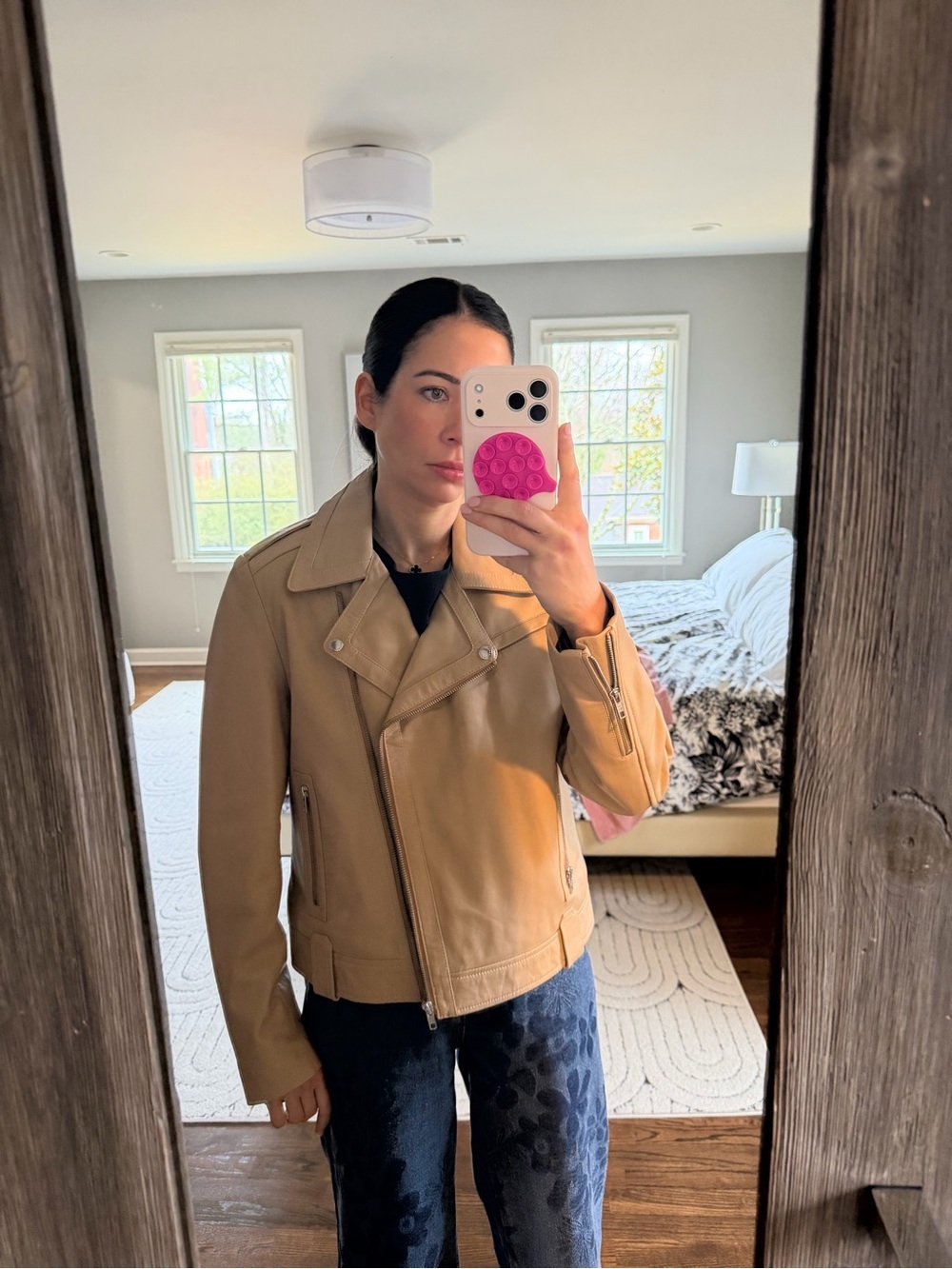 Each x Other Women's Tan Leather Moto Jacket - Picture 5 of 6